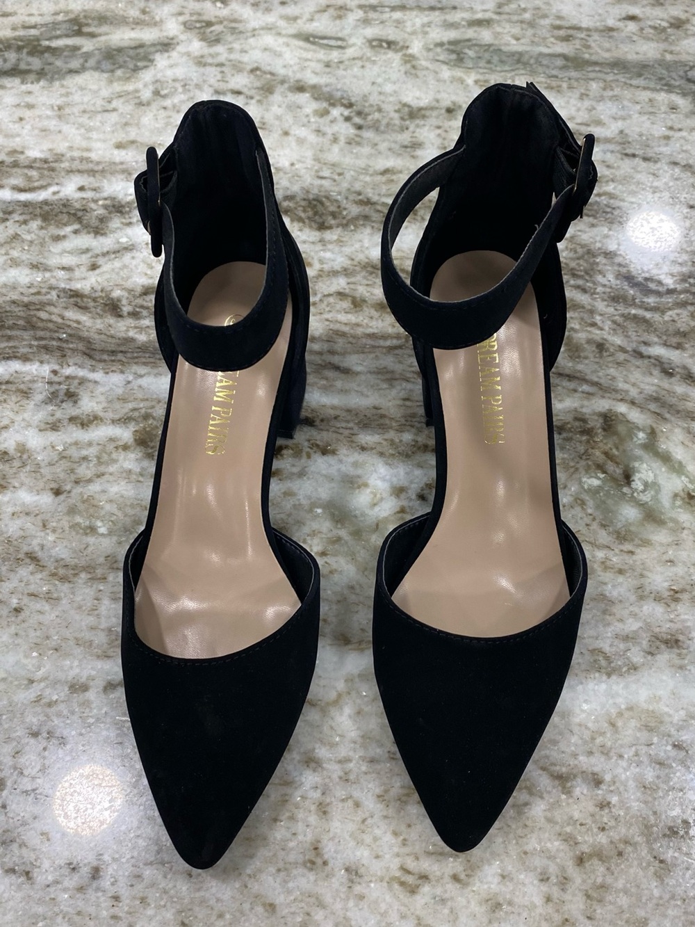 DREAM PAIRS Black Pointed-Toe Ankle-Strap Pumps -WOMEN-6.5